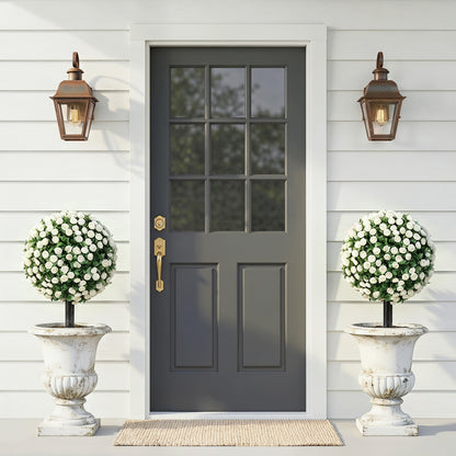 HOMCOM Artificial Rose Topiary UV Resistant, 2-Pack Fake Plants, 55 cm, White