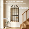 HOMCOM Large Arched Wall Mirror with Metal Grid, 3-Piece Split Window Mirrors, 120 x 54 cm, Black