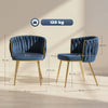 HOMCOM Velvet-Feel Dining Chairs Set of 2, Modern Upholstered Kitchen Chairs with Woven Backrest and Armrests, Metal Legs and Padded Seat for Dining Room, Bedroom, Living Room, Dark Blue