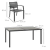 Outsunny Five-Piece Casual Outdoor Dining Set, with Wood-Effect Table - Grey