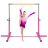 Gymnastics Bar Adjustable Horizontal Kip Bar with 85-145 CM 12-Level Height-Pink