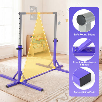 The purple horizontal bar with close-up circles highlighting the safety components