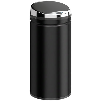 HOMCOM 42L Automatic Motion Sensor Rubbish Bin with Fingerprint Resistant, Stainless Steel, Black
