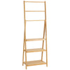 kleankin Freestanding Natural Bamboo Towel Rack with 3 Towel Rails and 3 Storage Shelves, Space-Saving Foldable Towel Holder for Bathroom