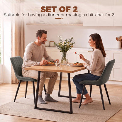 HOMCOM Faux Leather Upholstered Kitchen Chairs in Grey