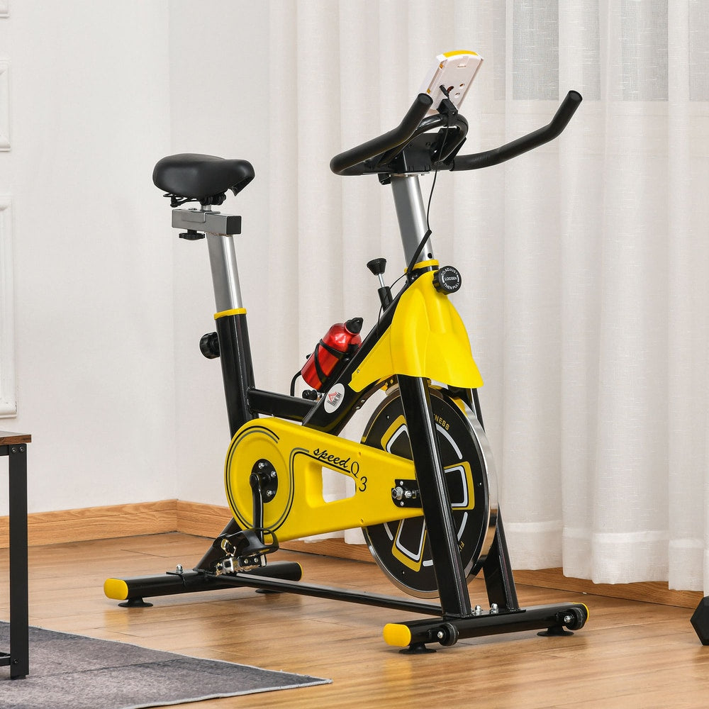 HOMCOM Exercise Bike in Yellow
