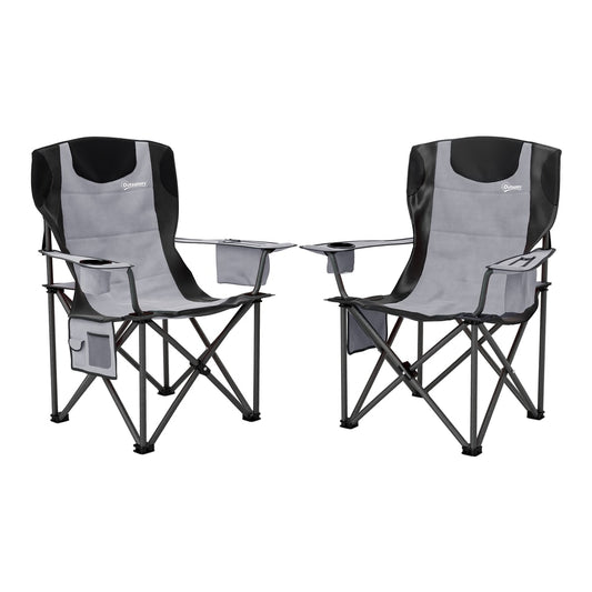Outsunny Set of 2 Folding Camping Chairs in Grey