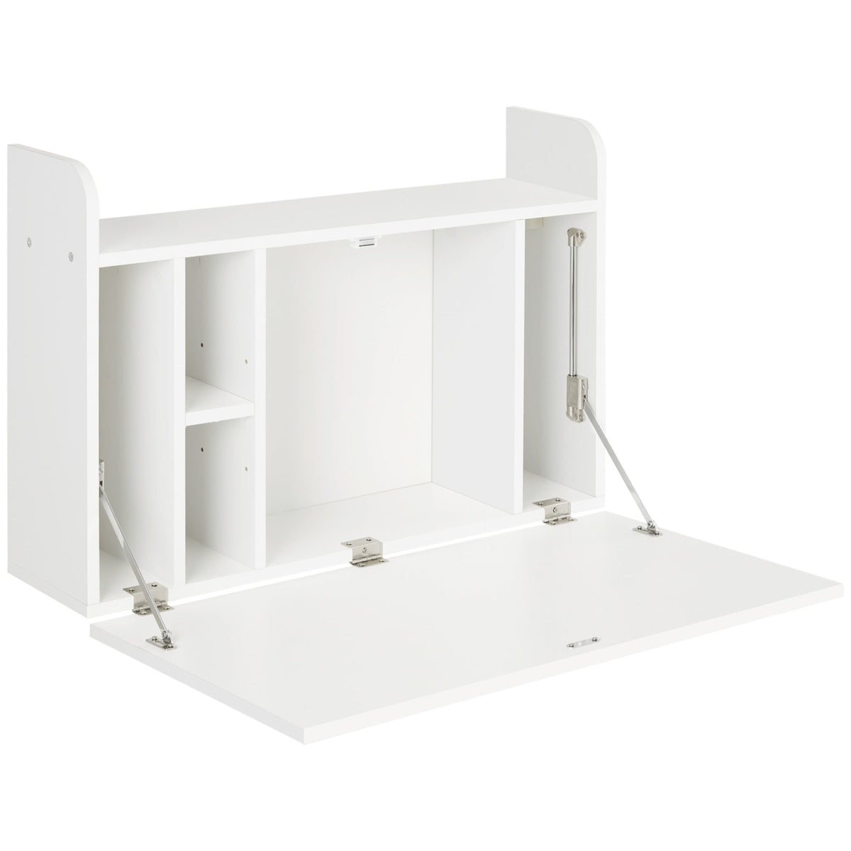 HOMCOM Wall Mounted Table, Drop Leaf Floating Laptop Desk with Space Saving Storage Compartments for Home Office and Study, 77cm x 20cm x 51cm, White