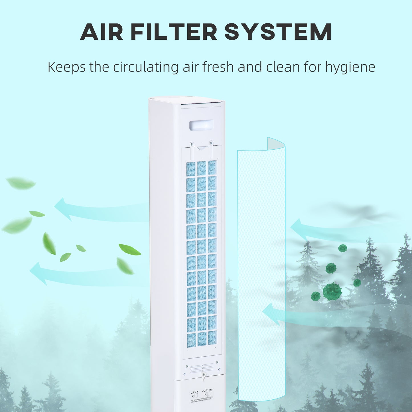 HOMCOM Portable Air Cooler, 3L Tank Evaporative Ice Cooling Tower Fan with 3 Modes, 3 Speeds, Remote, Timer, 60√Ç¬∞ Oscillating, Portable Swamp Cooler for Home Bedroom, White