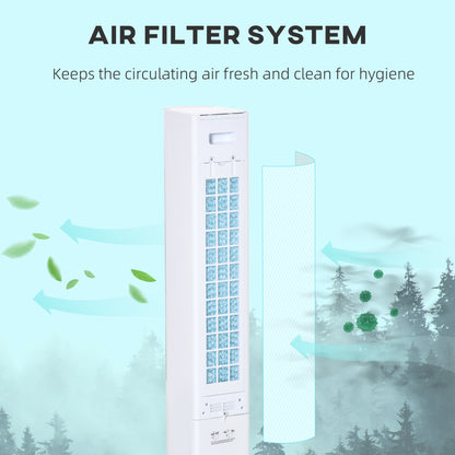 HOMCOM Portable Air Cooler, 3L Tank Evaporative Ice Cooling Tower Fan with 3 Modes, 3 Speeds, Remote, Timer, 60√Ç¬∞ Oscillating, Portable Swamp Cooler for Home Bedroom, White
