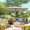 Outsunny 3x2m Garden Parasol Umbrella with Aluminium Pole, Tilt and Crank, Rectangular Outdoor Table Parasol Sun Shade for Patio, Khaki