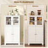 kleankin Bathroom Floor Cabinet, Freestanding Kitchen Cupboard with 2 Drawers, Adjustable Shelves and Tempered Glass Door, Wooden Storage Unit for Living Room Kitchen Hallway