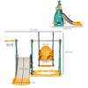 HOMCOM 3-IN-1 Kids Swing and Slide Set with Basketball Hoop Slide Swing Adjustable Seat Height Toddler Playground Activity centre Indoor and Outdoor Play Equipment