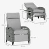 Outsunny Outdoor Recliner Chair with Adjustable Backrest and Footrest, Cushion, Side Tray, Light Grey/Grey