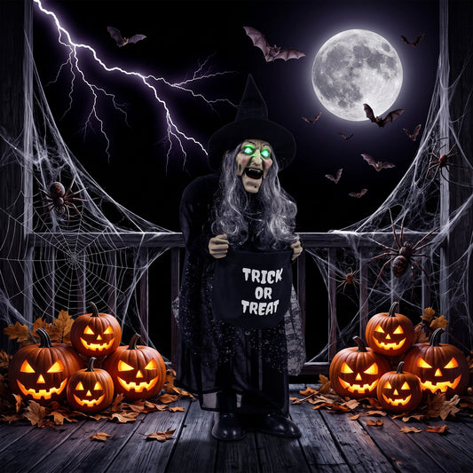HOMCOM 94cm Animated Witch Halloween Decoration in Black