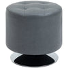 HOMCOM 360 Swivel Foot Stool Round PU Ottoman with Thick Sponge Padding and Solid Steel Base, Grey