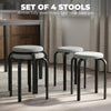 HOMCOM Stackable Stools Modern Cushioned Round Backless Stools Set of 4 Kitchen Dining Room Grey