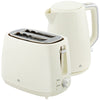 HOMCOM Kettle and Toaster Set, 1.7L 3000W Fast Boil Kettle & 2 Slice Toaster Kitchen Set with 7 Level Browning Controls, Defrost, Reheat, Boil-dry Protection, Cream White