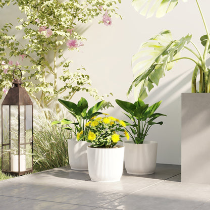 Outsunny طقم أوعية زرع من ثلاث قطع بقطر 22 سم - أبيض