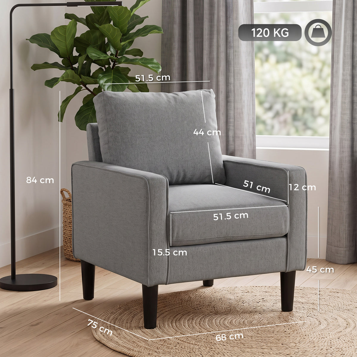 HOMCOM Accent Chair in Dark Grey