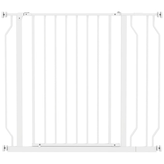 PawHut Wide Dog Safety Gate, with Door Pressure, for Doorways, Hallways, Staircases - White