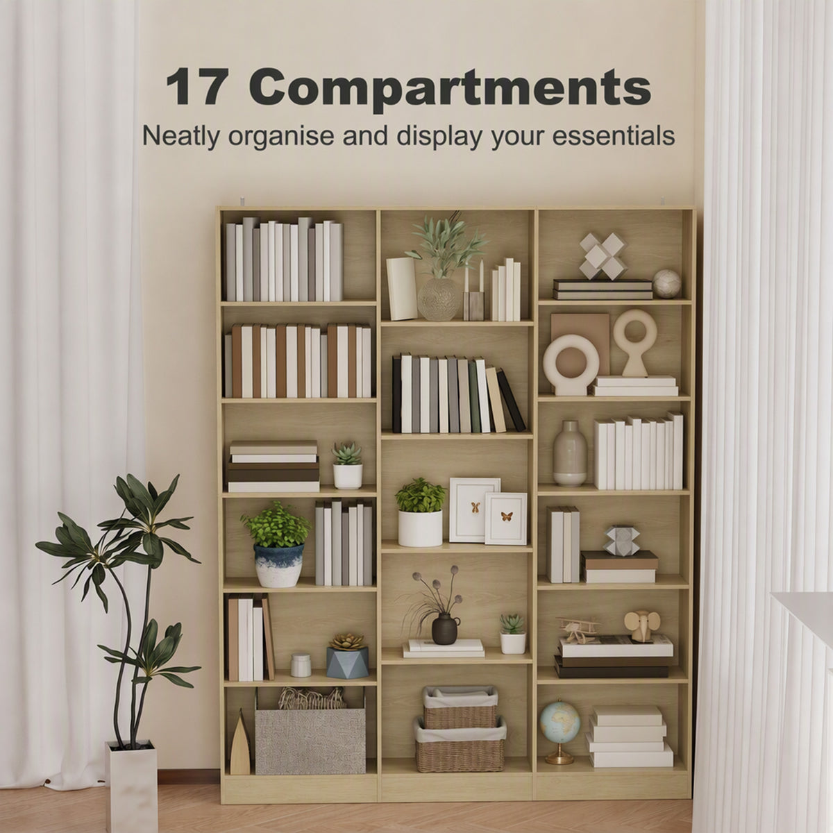 HOMCOM Bookcase with Open Storage in Oak