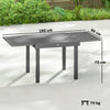Outsunny Extending Garden Table for 4-8 People, Aluminium Outdoor Dining Table with Slatted Top, Dark Grey
