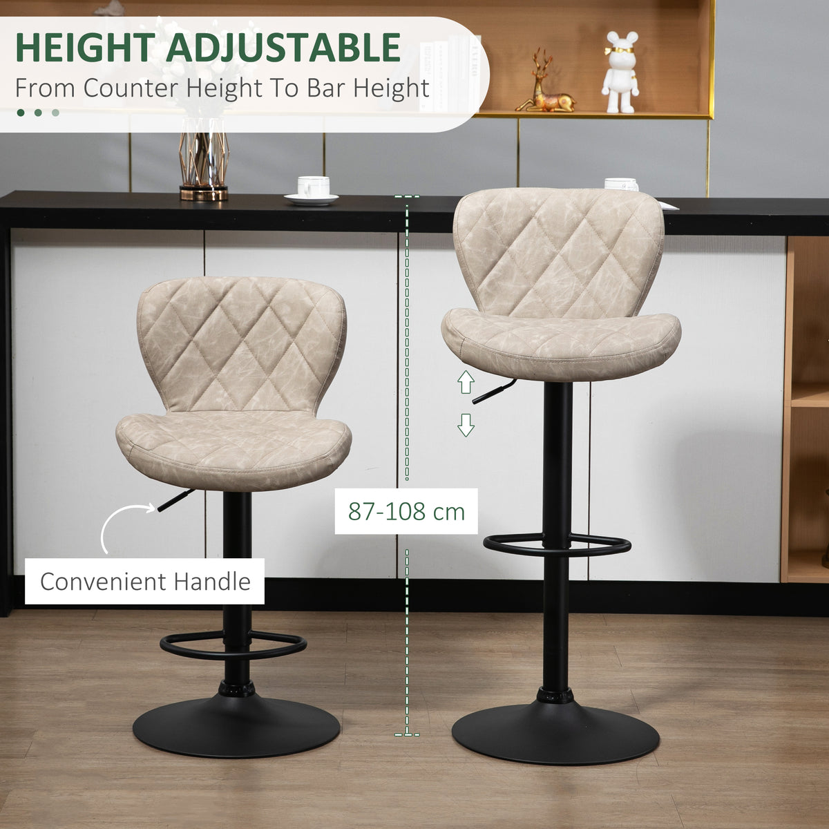 HOMCOM Bar Stools in Light Khaki