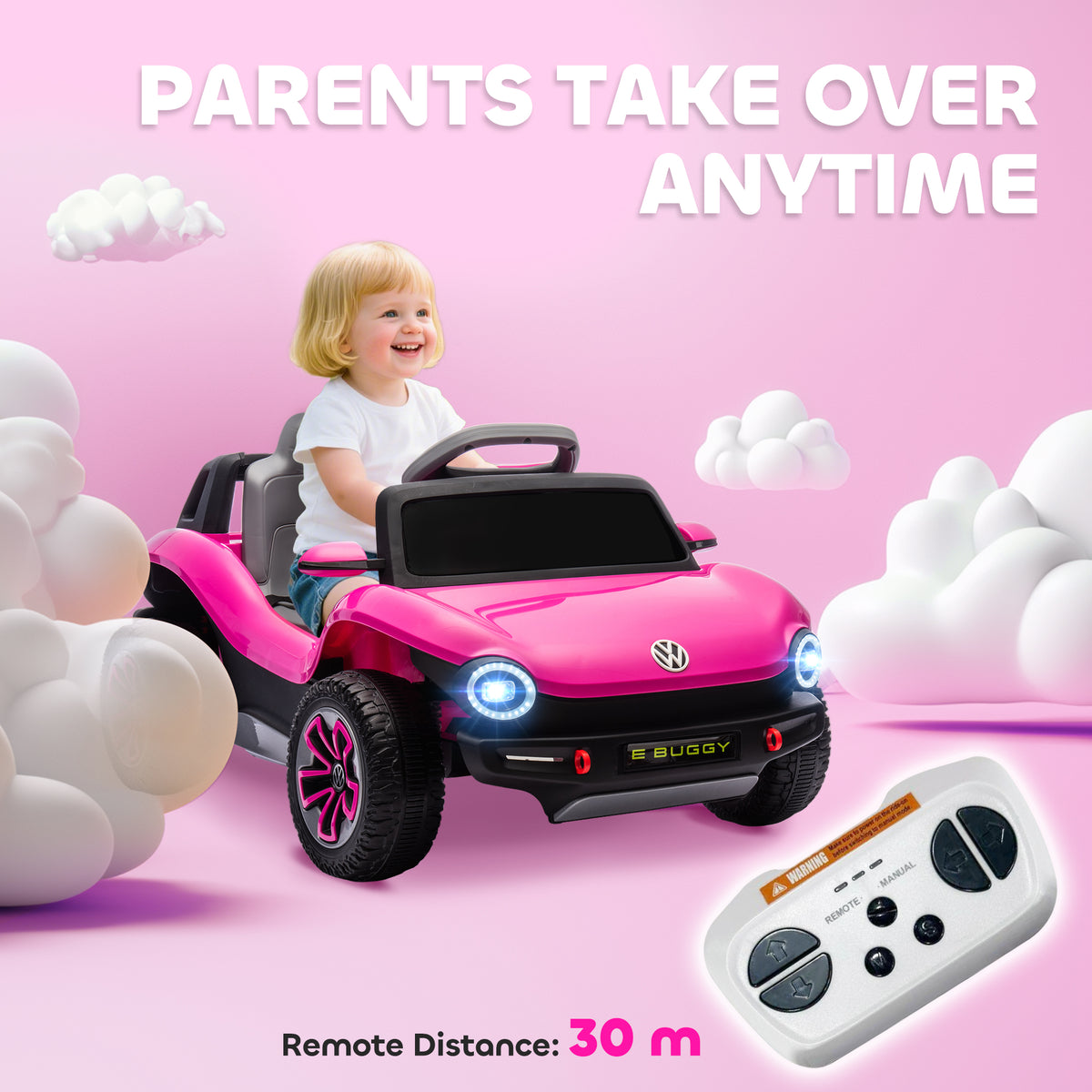 AIYAPLAY Volkswagen Licensed Kids Electric Car in Pink
