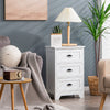 3-Tier Vintage Nightstand with Exquisite Metal Handles-White