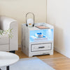 Smart LED Nightstand Sofa Side Table with USB Charging Station-White
