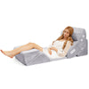 6 Pieces Folding Memory Foam Bed Wedge Pillows Set with Headrest-Grey