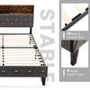 Single/Double Bed Frame with Storage Headboard and Slat Support-Double Size