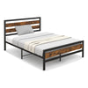 Double/King Size Bed Frame with Rustic Headboard and Footboard-Double Size