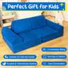 6 Pieces Modular Convertible  Kids Play Couch Sofa-Blue