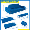 6 Pieces Modular Convertible  Kids Play Couch Sofa-Blue