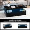 Modern 2-tier High Glossy Black Coffee Table with Adjustable Light Colors-Black