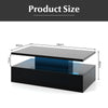 Modern 2-tier High Glossy Black Coffee Table with Adjustable Light Colors-Black