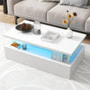Modern 2-tier High Glossy Black Coffee Table with Adjustable Light Colors-White
