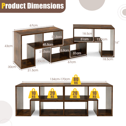 3 Pieces Convertible TV Stand for TVs up to 65 Inches-Rustic Brown