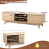 Wooden Media Console with 2 Sliding Doors for TVs-Natural