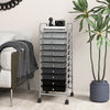 10 Drawers Mobile Storage Trolley with 4 Wheels for Beauty-Silver Grey