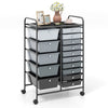 15 Drawer Rolling Storage Cart with 4 Wheels for Beauty Salon-Light Grey