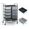 15 Drawer Rolling Storage Cart with 4 Wheels for Beauty Salon-Light Grey
