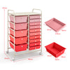15 Drawer Rolling Storage Cart with 4 Wheels for Beauty Salon-Pink