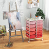 15 Drawer Rolling Storage Cart with 4 Wheels for Beauty Salon-Pink