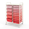 15 Drawer Rolling Storage Cart with 4 Wheels for Beauty Salon-Pink