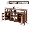 Living Room Console Table for TVs with Wooden Fireplace and 2 Cabinets -Brown