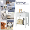 2 Pieces Wooden Nightstand with Drawer and Storage Shelf-White