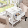 2 Pieces Wooden Nightstand with Drawer and Storage Shelf-White